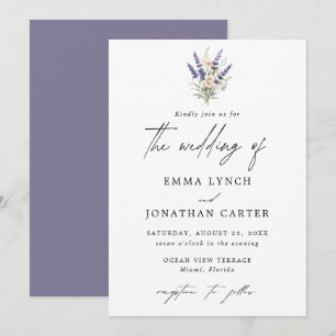 Elegante Invitación a la Boda Floral Púrpura