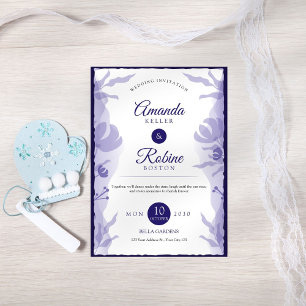 Elegante Invitación a la Boda Floral Púrpura