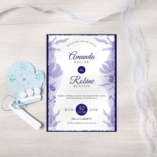 Elegante Invitación a la Boda Floral Púrpura