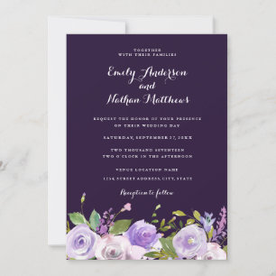 Elegante Invitación a la Boda Floral Púrpura