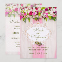 Elegante Invitación a la boda floral rosa brillant