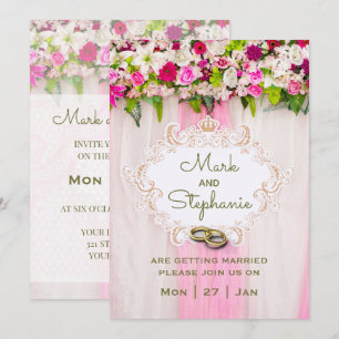 Elegante Invitación a la boda floral rosa brillant