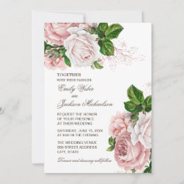 Elegante invitación a la boda floral rosa de Rubor