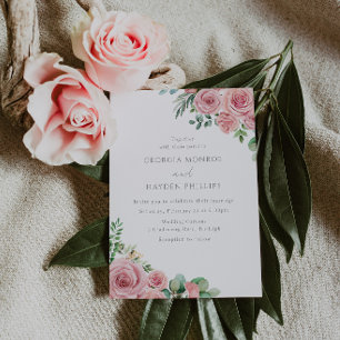 Elegante invitación a la boda floral rosa de Rubor