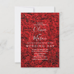 Elegante Invitación a la Boda Floral Rosa Roja