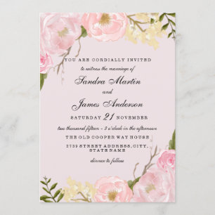 Elegante invitación a la boda floral rosada