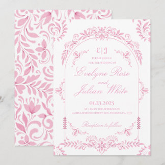 Elegante invitación a la boda floral rosada