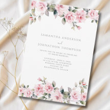 Elegante invitación a la boda floral rosada