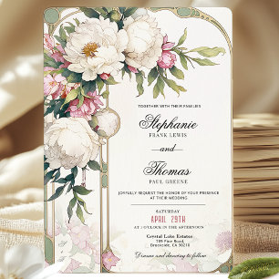 Elegante invitación a la boda floral rosada
