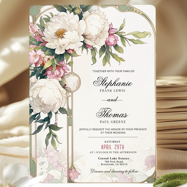 Elegante invitación a la boda floral rosada (Subido por el creador)