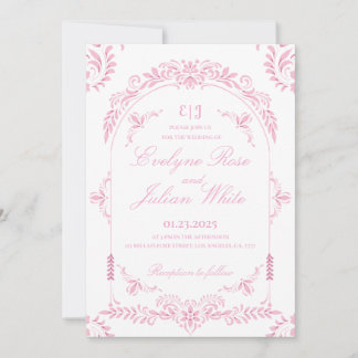 Elegante invitación a la boda floral rosada