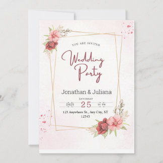 Elegante invitación a la boda floral rosada