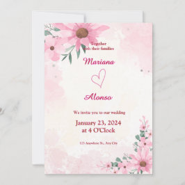 Elegante invitación a la boda floral rosada
