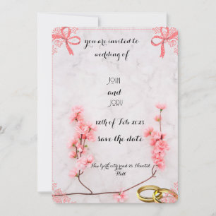 Elegante invitación a la boda floral rosada con má