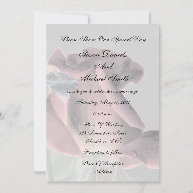Elegante invitación a la boda floral rosebuda (Anverso)