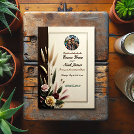 Elegante invitación a la boda floral rústica