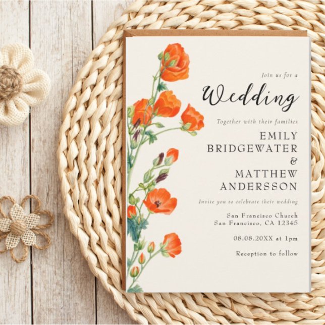 Elegante invitación a la boda floral rústica (Subido por el creador)
