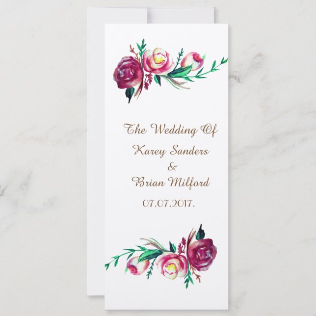 Elegante invitación a la boda floral rústica (Anverso)