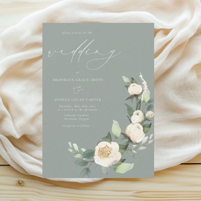 Elegante Invitación a la Boda Floral Verde Sage (Subido por el creador)