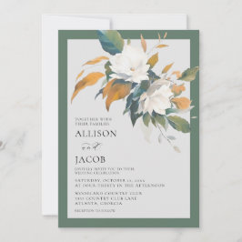 Elegante Invitación a la Boda Floral Verde Sage Bl