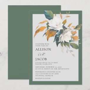 Elegante Invitación a la Boda Floral Verde Sage Bl
