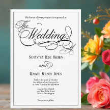 Elegante invitación a la boda formal blanca