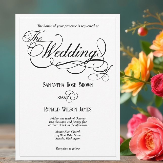 Elegante invitación a la boda formal blanca (Subido por el creador)