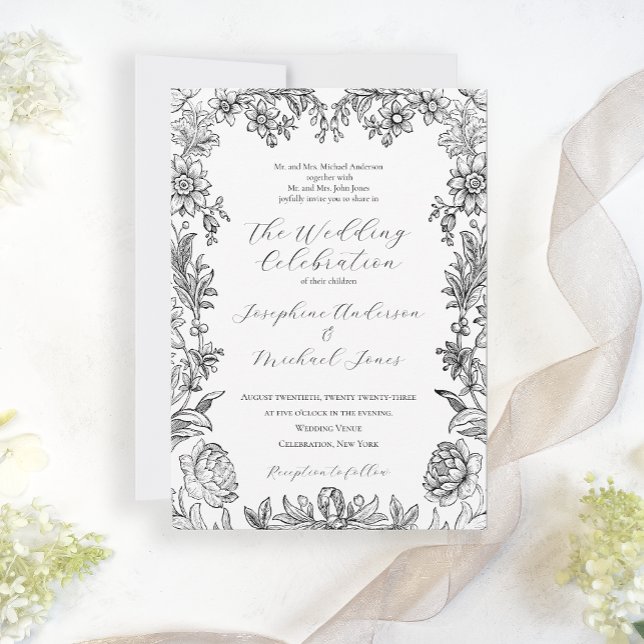 Elegante Invitación a la Boda Formal Floral (Subido por el creador)