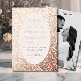 Elegante Invitación a la boda Foto Hojas Botánicas