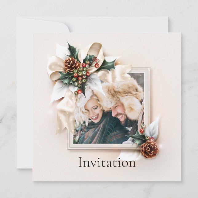 Elegante Invitación a la boda fotográfica de invie (Anverso)