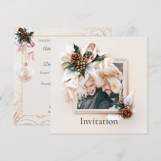 Elegante Invitación a la boda fotográfica de invie (Anverso / Reverso)