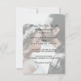 Elegante invitación a la boda fotográfica en blanc