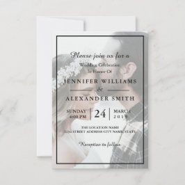 Elegante invitación a la boda fotográfica en blanc