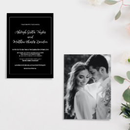 Elegante invitación a la boda fotográfica en blanc