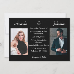 Elegante invitación a la boda fotográfica en blanc