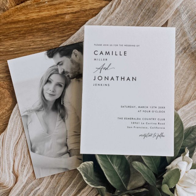 Elegante invitación a la boda fotográfica moderna (Modern Elegant Wedding Photo Invitation)
