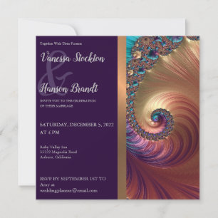Elegante Invitación a la boda fractal de la concha
