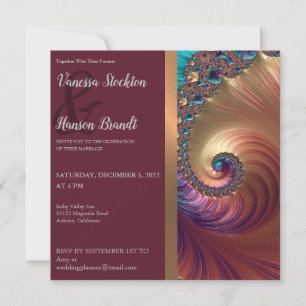 Elegante Invitación a la boda fractal de la concha
