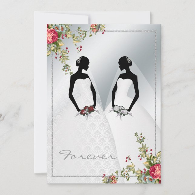 Elegante invitación a la boda gay-plateada (Anverso)