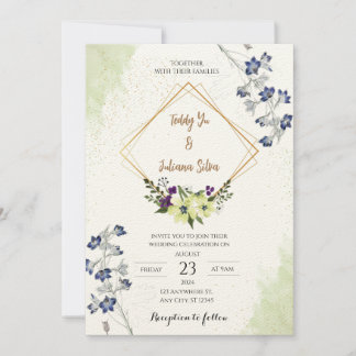Elegante Invitación a la Boda Geométrica Floral