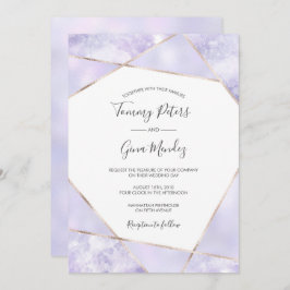 Elegante Invitación a la Boda Geométrica Púrpura y