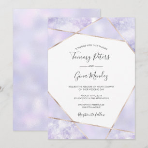 Elegante Invitación a la Boda Geométrica Púrpura y