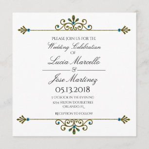 Elegante Invitación a la boda Gold Border