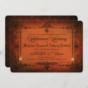 Elegante invitación a la boda gótica de Halloween