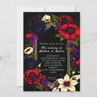 Elegante invitación a la boda gótica negra y roja