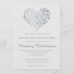 Elegante Invitación a la Boda Gris Gris del Corazó