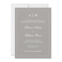 Elegante invitación a la boda gris profunda