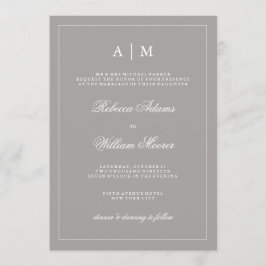 Elegante invitación a la boda gris profunda
