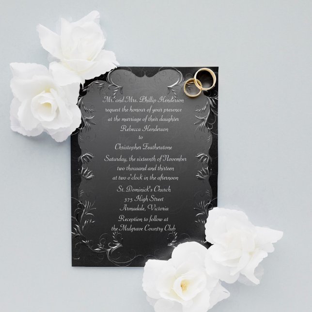 Elegante invitación a la boda gris y plata (Subido por el creador)