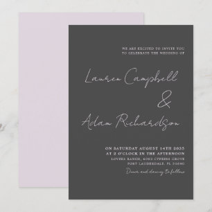 Elegante invitación a la boda gris y rosa Rubor